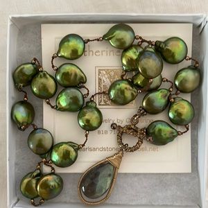 New! Catherine Mulfur Green Pearl and Labrodorite Necklace